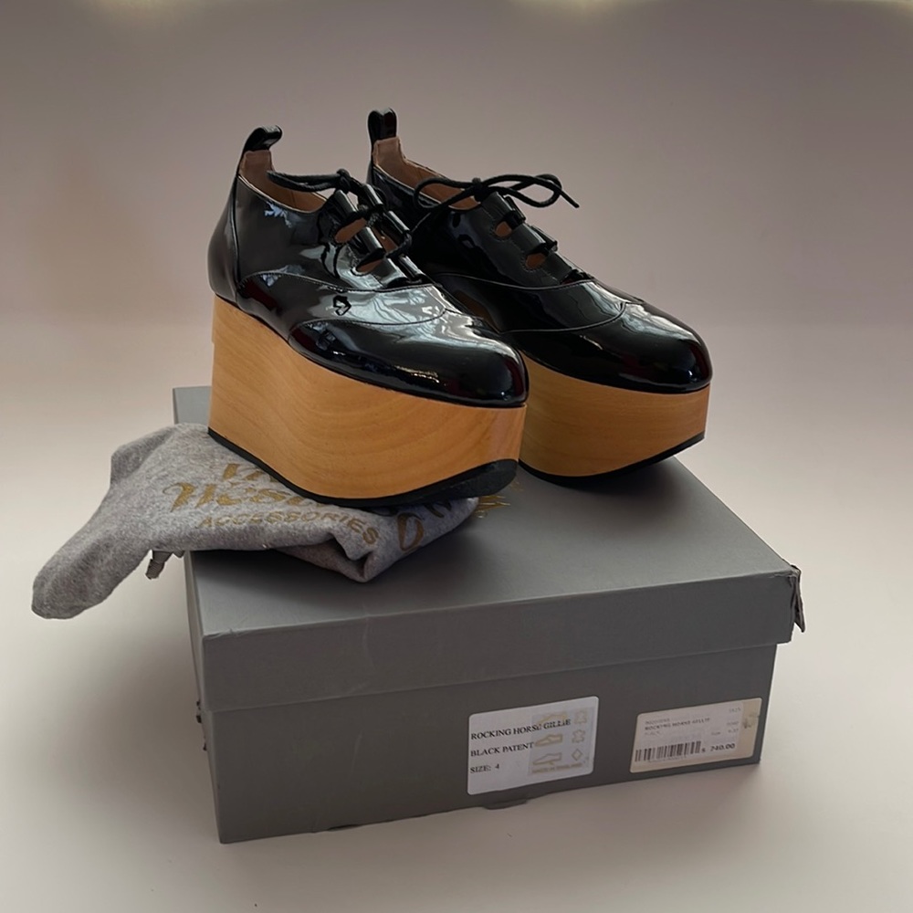 Vivienne Westwood BRAND NEW RARE ROCKING HORSE GILLIE BLK PATENT SS15 W BOX